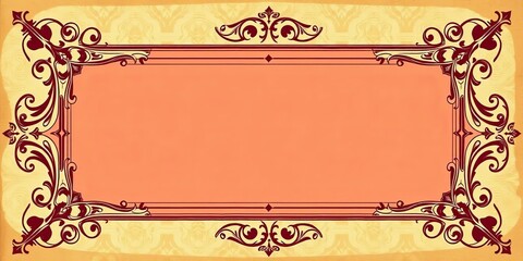 Vintage square banners; ornate frames, filigree scrolls, floral accents, geometric shapes, calligraphic elements, classic design, vector, rectangular posters, illustration, style