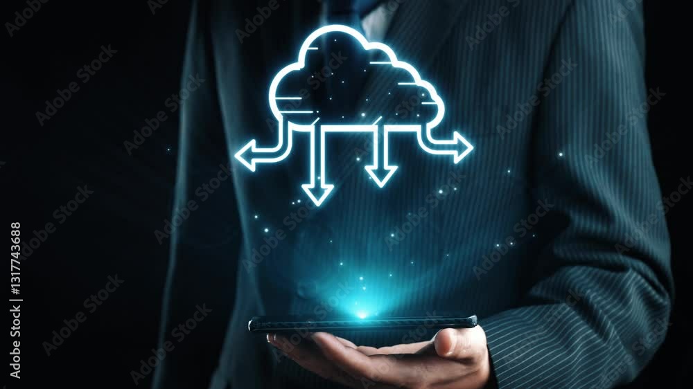 Aufkleber business person discover the future of cloud computing with latest insights and elevate business by 