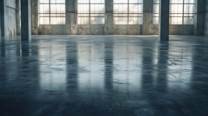 Reflective Polished Concrete Floor in a Spacious Industrial Loft Interior Design