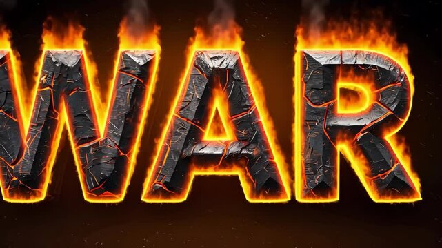 Fiery "WAR" Text Design with Burning Flames and Intense Heat Effect  