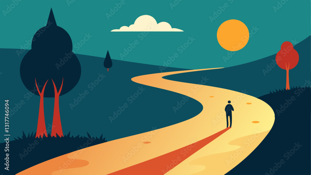 Aufkleber path to recovery a winding path leading from a dark forest representing negative thoughts into a bri