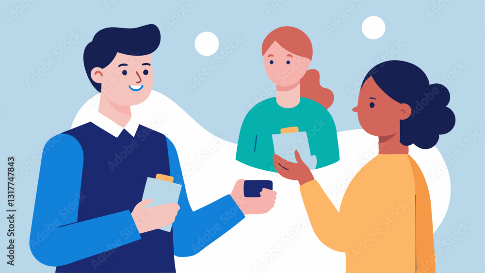 Aufkleber networking event an illustration depicting a personal branding consultant coaching a client on how t