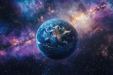 Obraz premium rocket flying around the planet, beautiful outer space