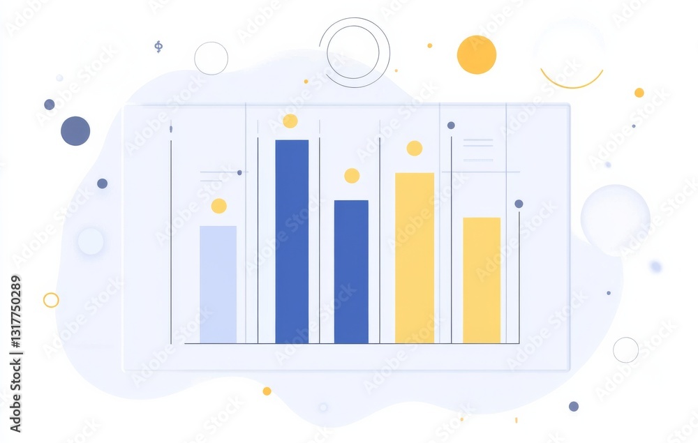 Poster bar graph showing sales data for an online store with blue and yellow bars on a light background