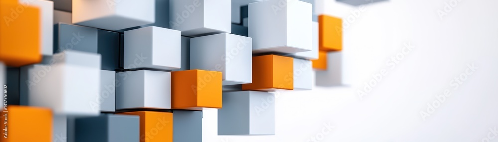 Poster Modern 3D Floating Cubes Design for Office Workflow and Dynamic Space Optimization