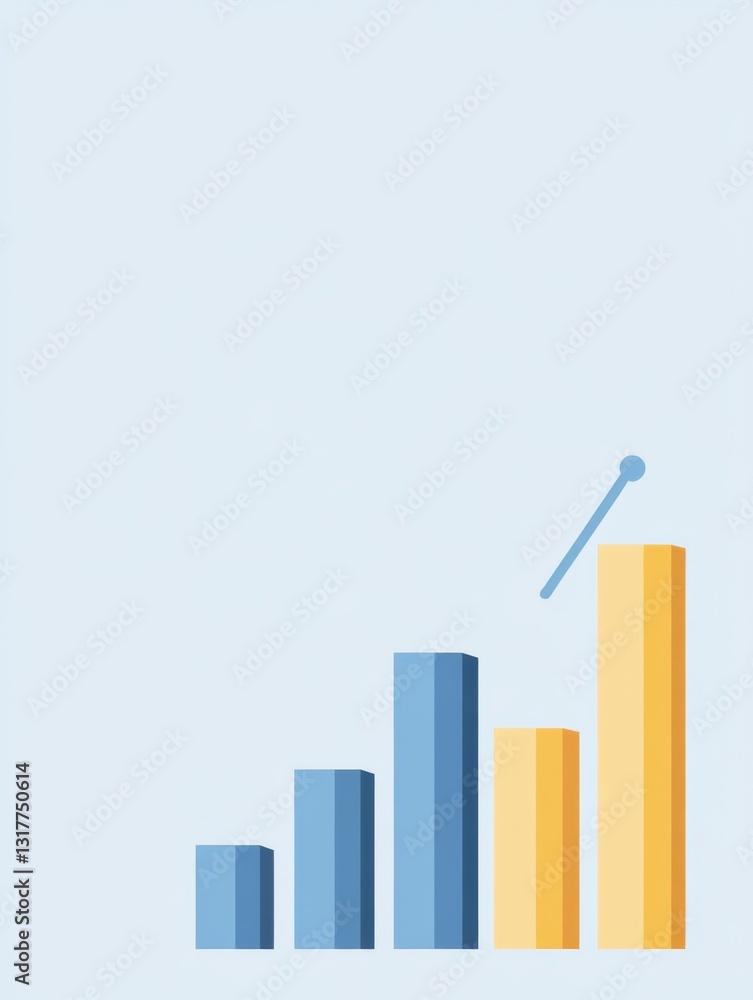 Poster bar graph showing sales data for an online store with blue and yellow bars on a light background