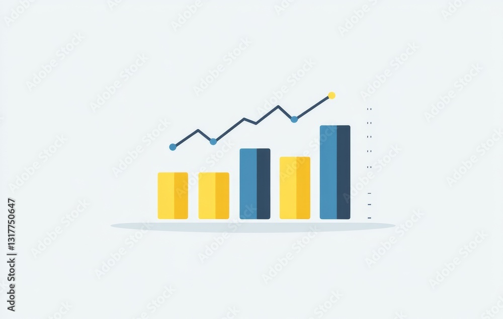 Poster bar graph showing sales data for an online store with blue and yellow bars on a light background