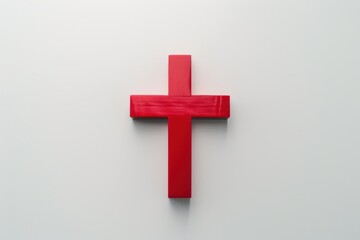 Fototapeta premium A bold red cross on white embodies minimalist design clean sharp focus modern aesthetic professional watermark, no face.