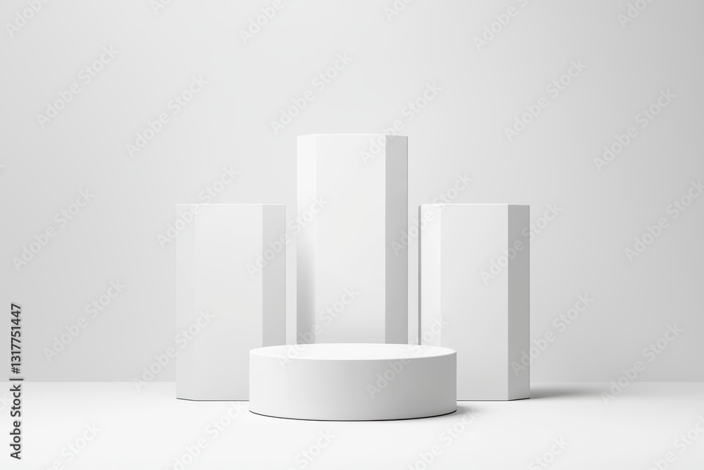 Aufkleber abstract geometric podium arrangement with soft gradients for minimalist display concepts
