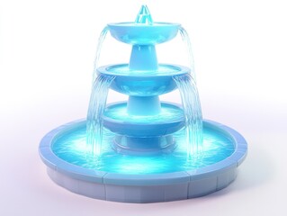 Three-tiered fountain, water flowing, isolated, white background, tranquil scene, website design