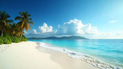 tropical beach with palm trees