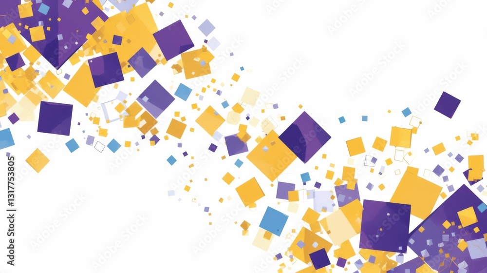 Poster purple and yellow checkered pattern with large squares.