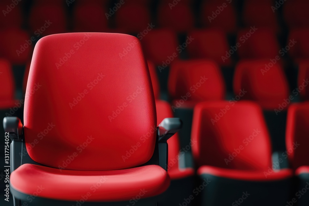 Aufkleber empty red seats in a stadium during an event with an unused billboard in background