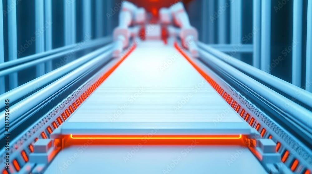 Poster futuristic smart factory with ai controlled robot and advanced technology background