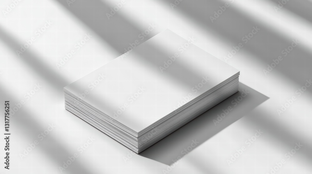 Poster stacked cards: a minimalist composition featuring a neat stack of blank cards, perfect for showcasin