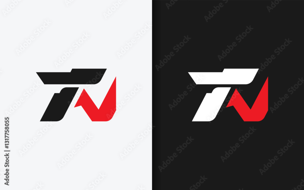 Poster abstract initial letter t combined with letter n symbol logo icon design. geometric monogram minimal