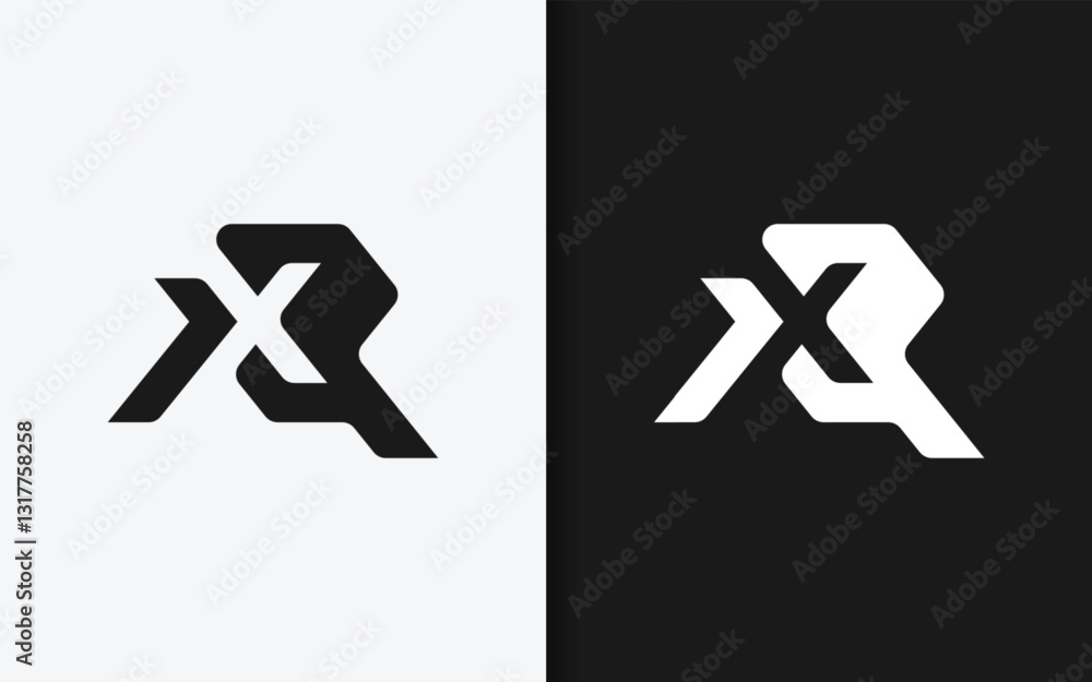 Poster abstract initial letter x combined with letter r symbol logo icon design. geometric monogram minimal