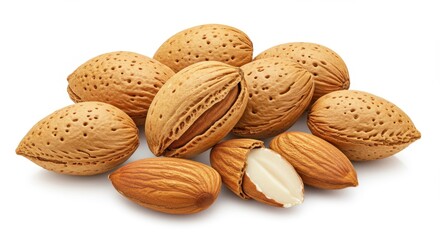 Isolated Almonds with Shells