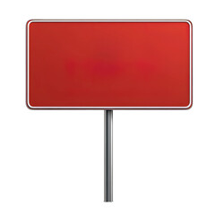 Red sign with a white border on transparent background