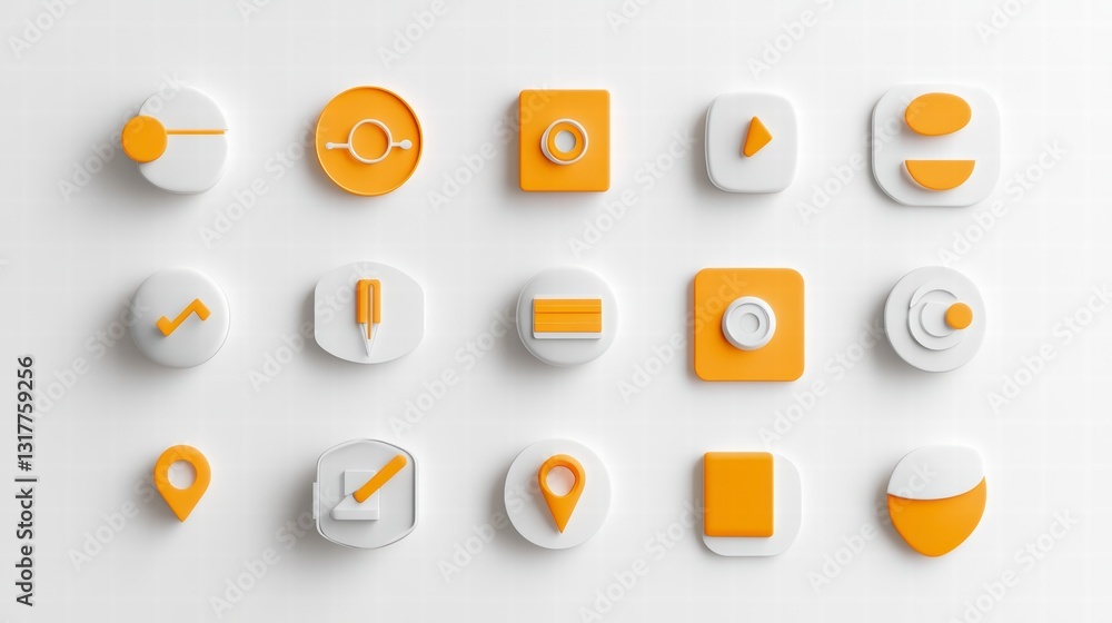 Poster app icons set: a comprehensive set of modern, minimalist app icons featuring a harmonious blend of o