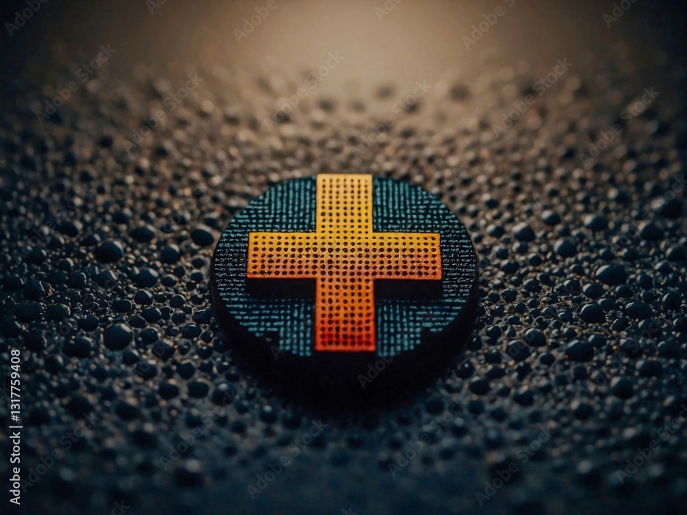 Poster Abstract cross pattern dots logo design.