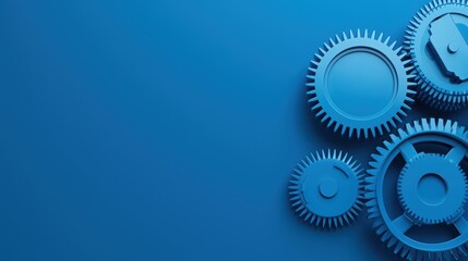 Surreal Blue Gears Representing Financial Mechanics and Economic Motion Concepts