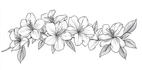 Fototapeta premium Hand-Sketched Flowers and Leaves in Vector Style 