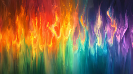 Energizing dynamic flames radiating light abstract surfaces depths darkness creating vivid spectacle, ambient, ambiance, art, artistic, brightness. Iridescent Flames. Illustration