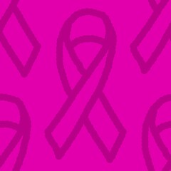Fototapeta premium Breast cancer month seamless pink ribbon day mammogram pattern for medical accessories and medicine textiles