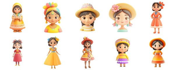 Colorful Joyful Characters with Traditional Styles