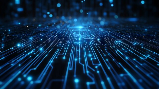 Abstract Futuristic Circuit Board Digital Network Technology Background - Powered by Adobe