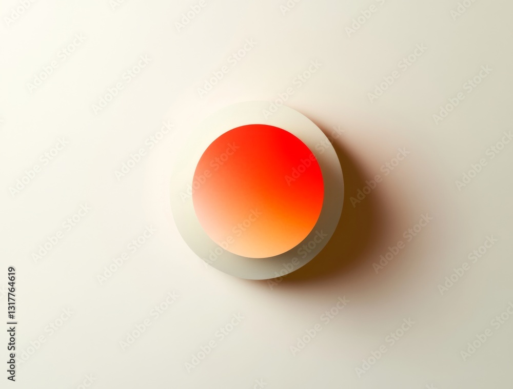 Poster abstract geometric design featuring an orange gradient circle with two inner circles in red, orange,