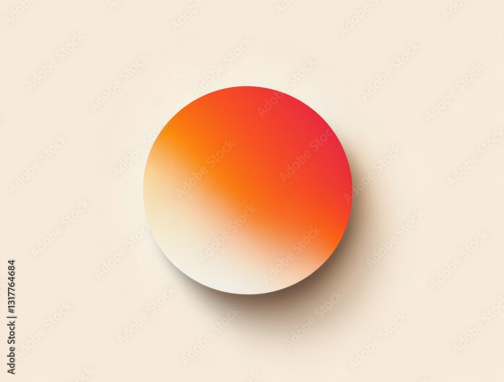 Poster abstract geometric design featuring an orange gradient circle with two inner circles in red, orange,