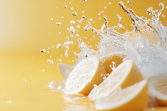 Fresh lemon slices with water splash (2)