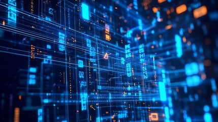 Fototapeta premium Abstract Digital Data Stream Network Visualization Futuristic Technology Concept Background