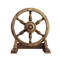 Obraz premium Wooden wheel with a round center and spokes on transparent background