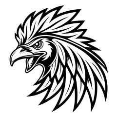 Obraz premium a black and white illustration of a stylized eagle head, conveying power and freedom