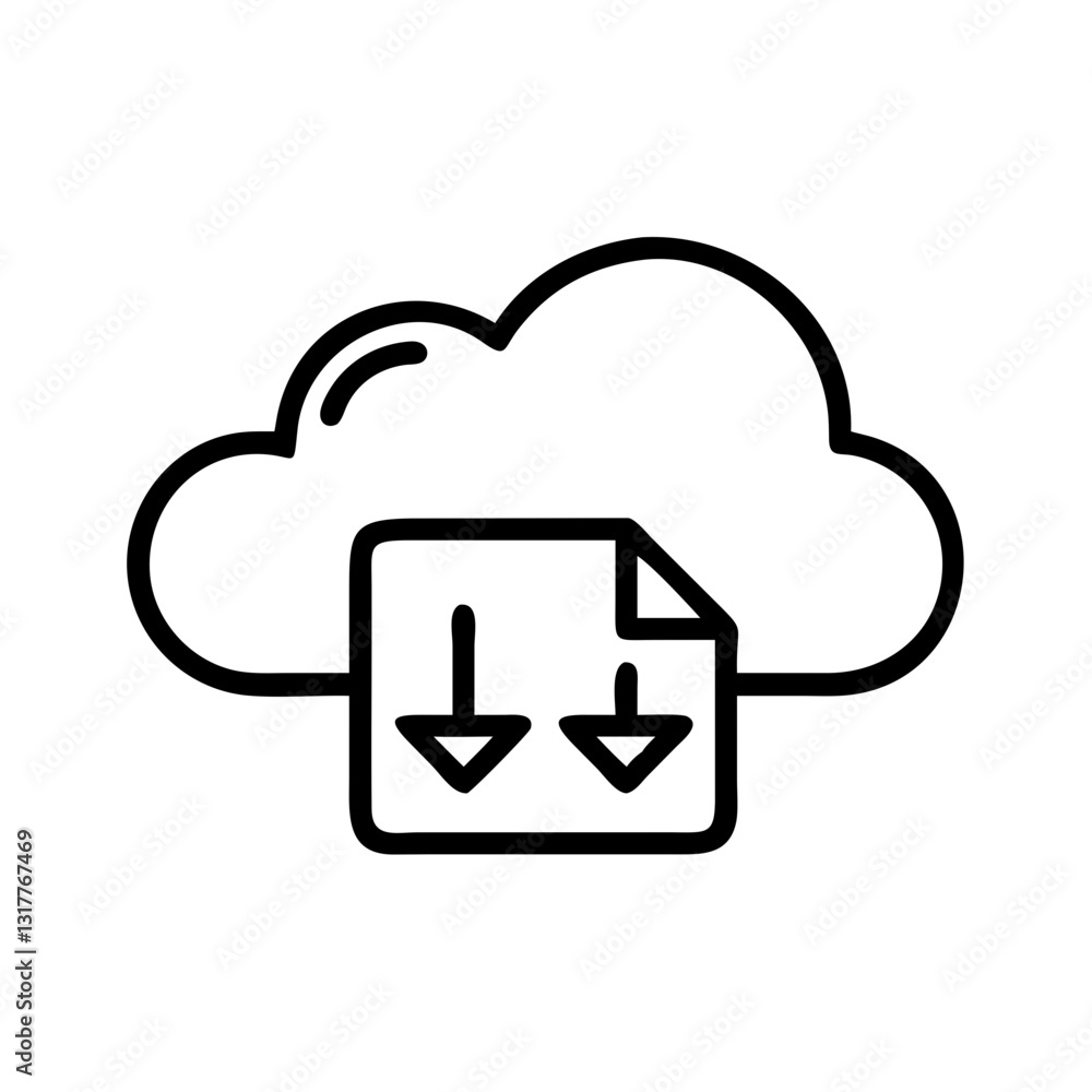 Poster cloud computing download icon. transfer of data between a computer and the cloud. this modern vector