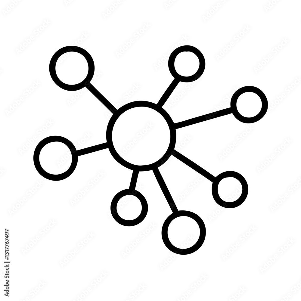 Poster a connected network, showing the nodes and links in a simple vector icon illustration