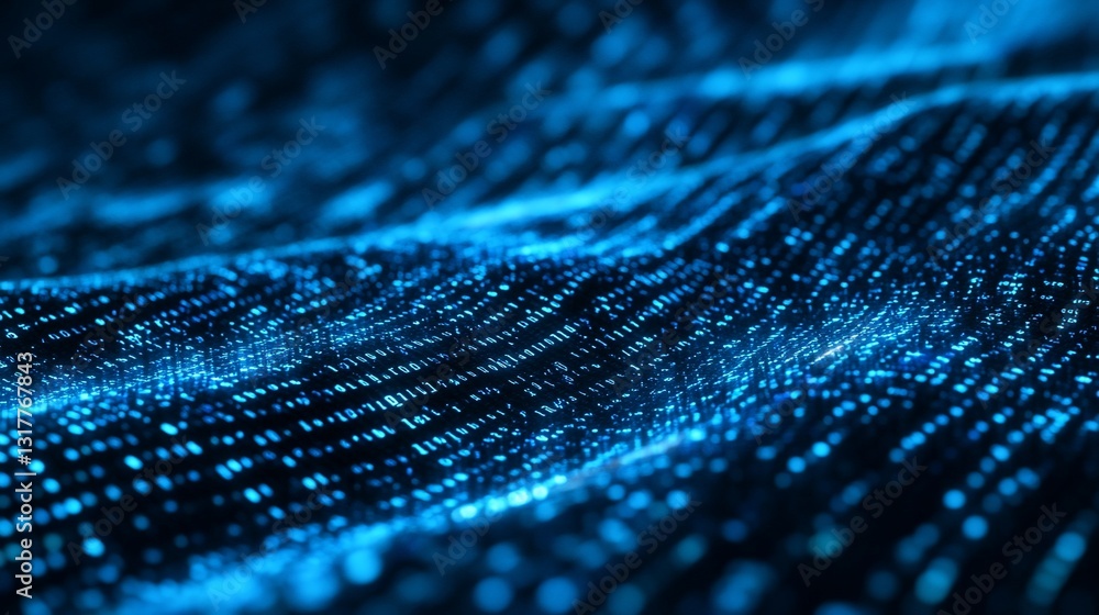 Poster abstract blue digital waveform: a futuristic data stream visualization