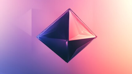 Geometric Prism: Captivating abstract artwork featuring a vibrant, symmetrical prism, casting soft shadows and bathed in a gradient of colors.