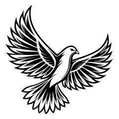 Obraz premium vector illustration of a dove in full flight, wings spread wide, symbolizing peace and freedom, created with clean lines