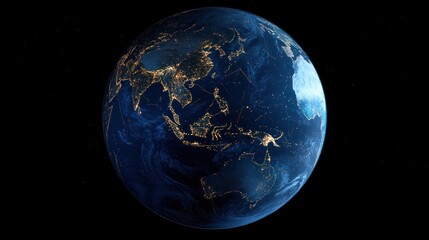 Obraz premium Stunning view of Earth at night showcasing Asia and Oceania
