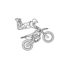 Obraz premium Motocross Rider Performing Aerial Stunt on Motorcycle, Single Line Art