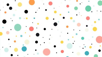 A white background with colorful polka dots featuring pastel colors. 