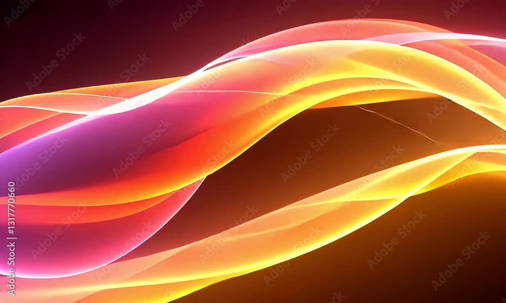 Poster abstract wavy lines background with glowing effects in red and yellow dynamic curves and flow for di