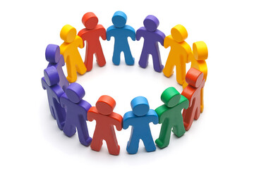 circular figurine network for team collaboration concept