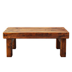 Rustic Wooden Bench Brown Plank Tabletop old dark seat home isolated on transparent background