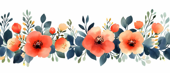 Floral border, watercolor, wedding invite