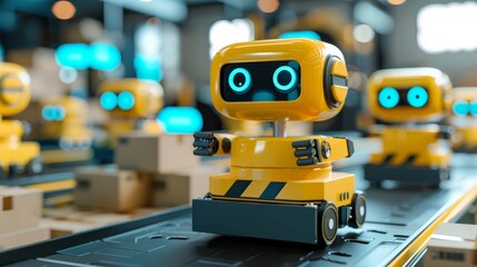 Automated warehouse with conveyor belts and robotic pickers for efficient logistics operations